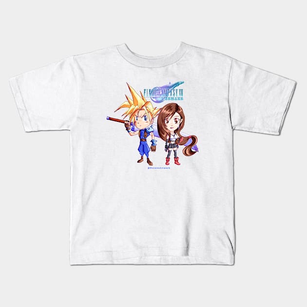 Cloud Loves Tifa ファイナルファンタジーＶＩＩ Kids T-Shirt by MorenoArtwork